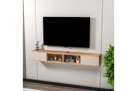 ARNETTİ MAYER DUVARA MONTE RAFLI TV SEHPASI, ATLANTİK ÇAM BEJ - MAYER