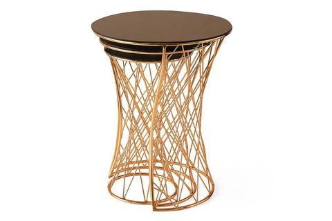 CABLATA ZİGON SEHPA, GOLD, BRONZ CAM