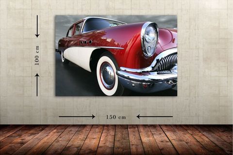 CLASİC RED CAR -1 DEV BOYUT CANVAS TABLO 100X150