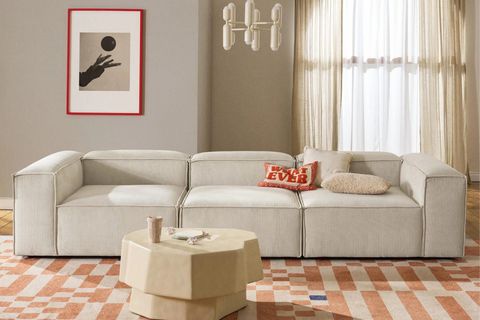 LENA ÜÇLÜ FİTİLLİ KADİFE KOLTUK, BEYAZ