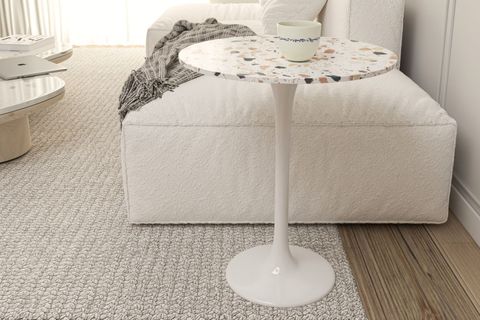 TULİP TERRAZO  YAN SEHPA, BEYAZ MERMER