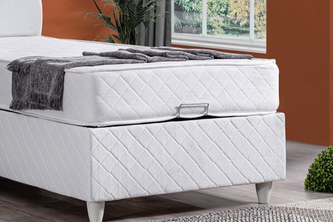 SOFİA TEK KİŞİLİK BAZA BAŞLIK YATAK SETİ BEYAZ 90X190