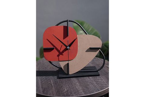BRAZİL METAL MASA SAATİ, KREMİT KAHVE, 25X22 CM