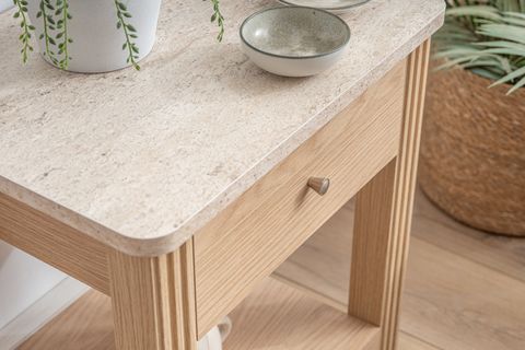 HAVEN ÇEKMECELİ KAHVE SEHPASI, MEŞE TRAVERTEN