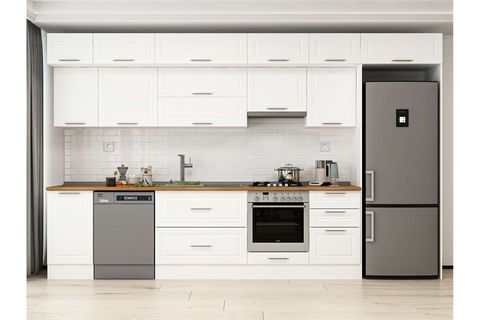 ALVİNKA 385X240 CM KLASİK MEBRAN MUTFAK DOLABI, MB E90S45S50 1 MEBRAN BEYAZ SUNTALAM