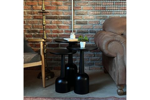 ZİGON MANTAR SEHPA, ÜÇLÜ, SİYAH