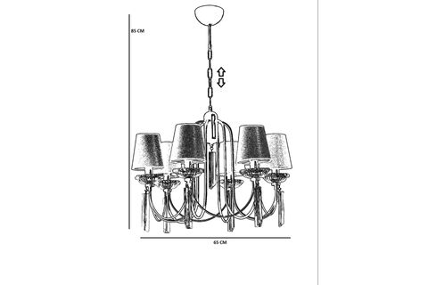 KONTES ALTILI HASIR ABAJURLU AVİZE, KROM GRİ
