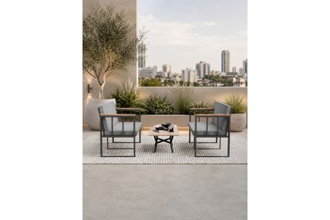 LİNA 4 KİŞİLİK BALKON BAHÇE TAKIMI MASALI, GRİ