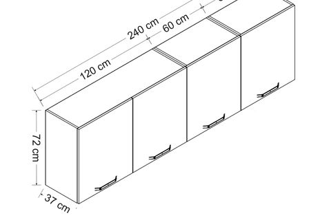 MİNAR 240 CM MUTFAK DOLABI BEYAZ 240-B3-ÜST MODÜL