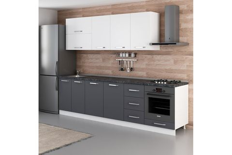 MİNAR ELİF 285 CM MUTFAK DOLABI BEYAZ ANTRASİT 285-A3