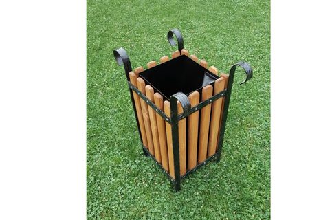 AHŞAP KAPLAMA ÇÖP KOVASI, KARE