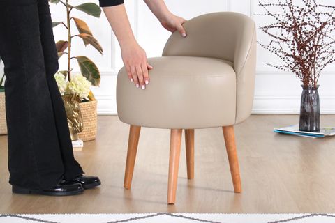 BURKS DERİ PUF, BEJ