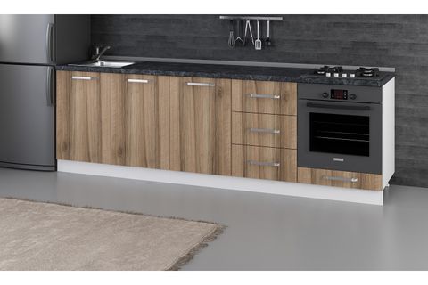 MİNAR 260 CM MUTFAK DOLABI BEYAZ DORE 260-D6-ALT MODÜL