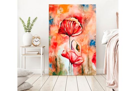 RED FLOWERS 3 DEV BOYUT KANVAS TABLO