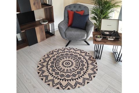 KARNAVAL BOLERO ÖRME JÜT KİLİM, ETNİK DESENLİ, HASIR, 150X150