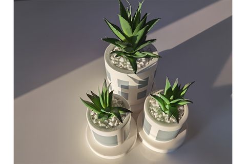 LİV STİL ÜÇLÜ YAPAY ÇİÇEKLİ SUKULENT BETON SAKSI SETİ