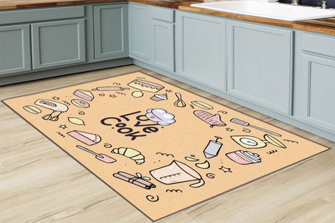 KARNAVAL YUMURTA ÇIRPICI DESENLİ BAKED LOVE SLOGANLI MUTFAK HALISI, 150X230