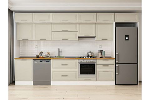 ALVİNKA 400X240 CM KLASİK MEBRAN MUTFAK DOLABI, MB E80S60S60 1 MEBRAN KUMTAŞI MDF