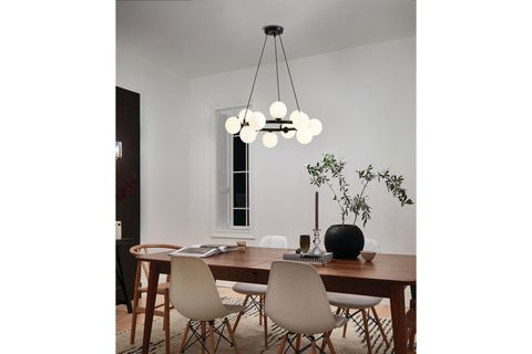 CANDAN BEYAZ CAMLI YUVARLAK SİYAH AVİZE