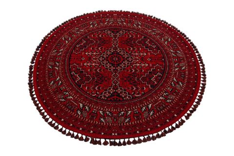 ZAGROS KIRMIZI 05 YUVARLAK ETNİK DESENLİ HALI, 155X155