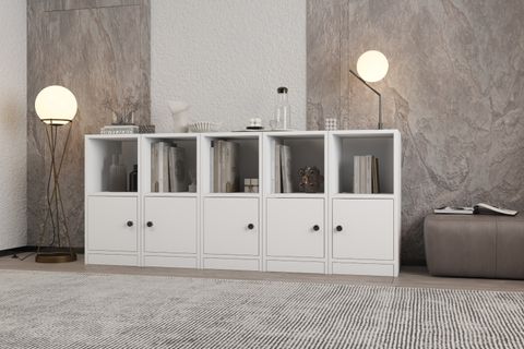 LEKSA 5 KAPAKLI RAFLI KİTAPLIK 160 CM BEYAZ KTP-1175-Ç