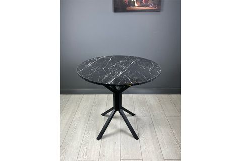 SARAY SİYAH MERMER MUTFAK MASASI SİYAH AYAK 80 CM