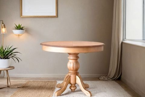 KASTEL NATURAL AHSAP DÖŞEMELİ AÇILIR MASA TAKIMI, 100X100