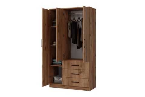 EASY GARDIROP, CEVİZ, 3 KAPILI 3 ÇEKMECELİ