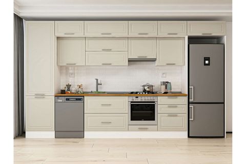 ALVİNKA 400X240 CM KLASİK MEBRAN MUTFAK DOLABI, MBB E80B60S60 1 MEBRAN KUMTAŞI MDF