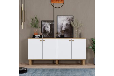 LAYA BOHEM AYAKLI ÇOK AMAÇLI DOLAP, KONSOL, 150 CM, ÇAM BEYAZ