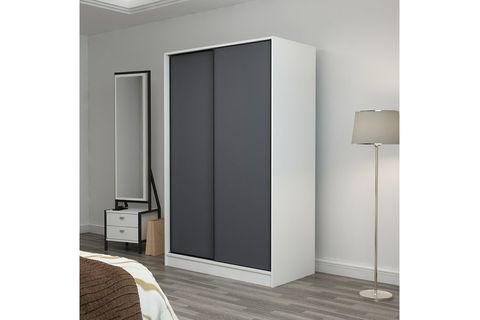 MİNAR KALE DOLAP, 2 KAPAKLI SÜRGÜLÜ, BEYAZ ANTRASİT, 120 CM