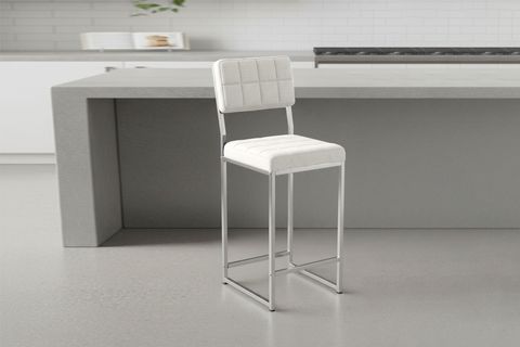 RİVA BAR MUTFAK SANDALYESİ, KROM KAPLAMA AYAKLI, KREM