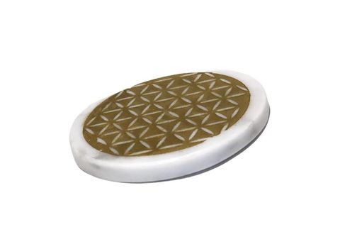 LUX & MARBLE LİFE YAŞAM ÇİÇEKLİ YUVARLAK BARDAK ALTLIĞI, BEYAZ MERMER