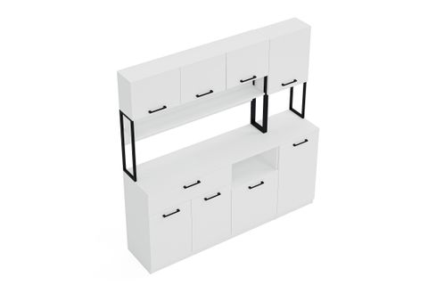 LAVO ÇEKMECELİ ÇOK AMAÇLI KAHVE KÖŞESİ DOLABI, BEYAZ, 8 KAPAKLI