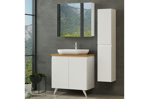 NİKA BANYO DOLABI AY2K100, BEYAZ, 85 CM