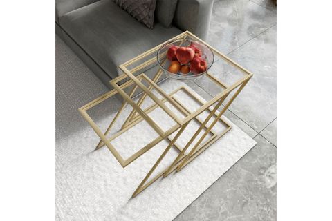 MİSTO ZİGON SEHPA, ÜÇLÜ, GOLD AYAK