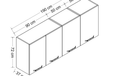 MİNAR 190 CM MUTFAK DOLABI BEYAZ 190-B1-ÜST MODÜL