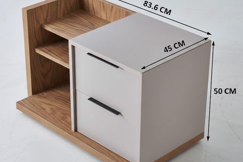 RENATA MODERN AÇIK RAFLI KOMODİN, MEŞE, VİZON GRİ