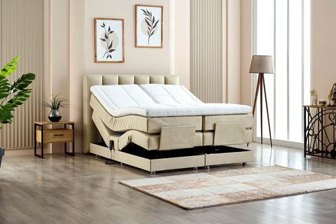 NERA KUMANDALI BAZA BAŞLIK YATAK SETİ, BEJ, 140X200