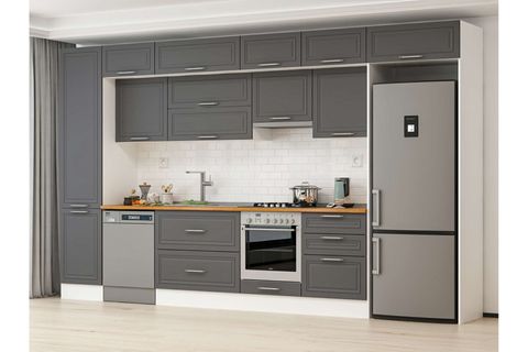 ALVİNKA 390X240 CM KLASİK MEBRAN MUTFAK DOLABI, MBB E80B50S60 1 MEBRAN ANTRASİT SUNTALAM