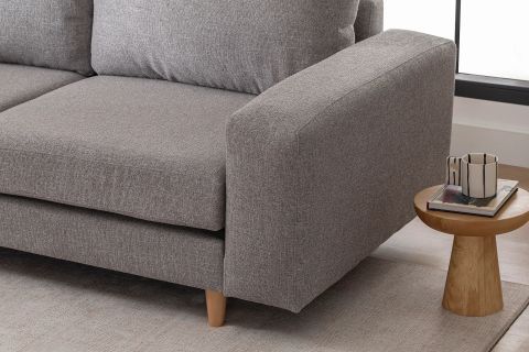 MERLİN MİNİ KÖŞE KOLTUK, NATUREL AYAK, KALIN KOL, ŞÖNİL KUMAŞ, MAVİ GRİ