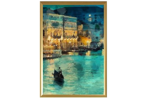 FRANK RAY BLUE GOLD ÜÇTÜ TABLO SETİ, ÇERÇEVELİ, 50X70