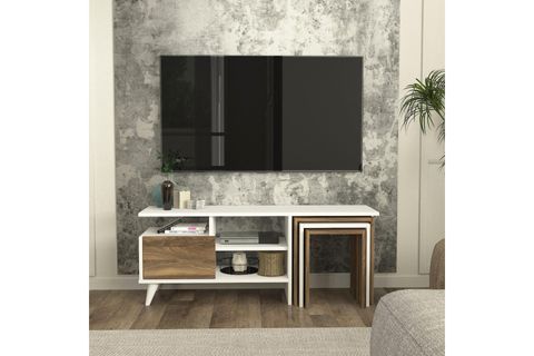 NATURE ZİGON SEHPALI TV ÜNİTESİ, BEYAZ CEVİZ