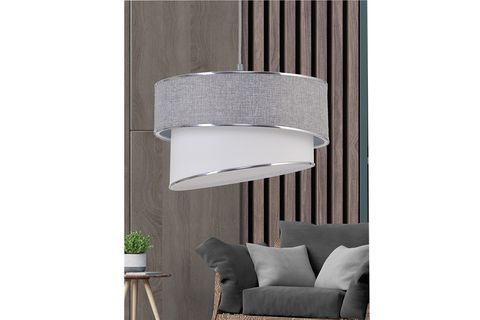EVLİGHT RÜZGAR PASTA TEKLİ SARKIT AVİZE VE KROM ABAJUR SETİ, GRİ