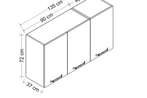MİNAR 135 CM MUTFAK DOLABI BEYAZ 135-B1-ÜST MODÜL