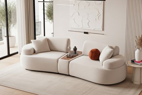 RİVA SIRT MEKANİZMALI ORTA SEHPALI KOLTUK TAKIMI, KREM