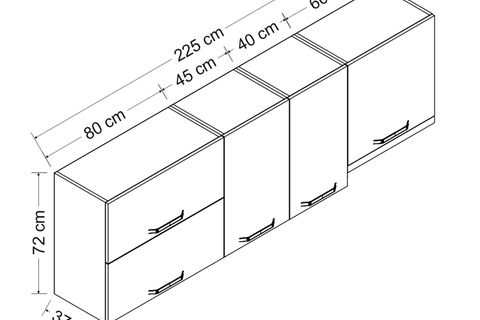MİNAR 225 CM MUTFAK DOLABI BEYAZ 225-B4-ÜST MODÜL