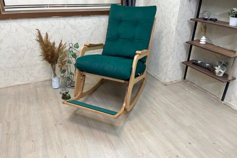 KONTES SALLANAN SANDALYE, ZÜMRÜT YEŞİL, NATUREL AYAK