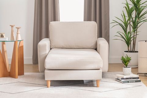 MERLİN DAYBED, İNCE KOL, NATUREL AYAK, KADİFE KUMAŞ, KREM