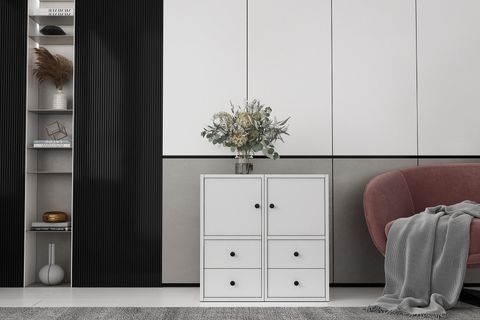CONSOLA IKİ KAPAKLI DÖRT ÇEKMECELİ BEYAZ KONSOL ÇITASIZ KNS-1148-Ç